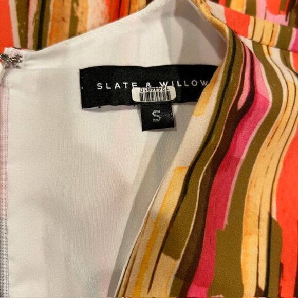 Slate & Willow Women's Striped Elliott Romper Orange Black Green Gold Size Small - Picture 9 of 13